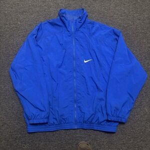 Vintage Nike Air Track Jacket Blue Windbreaker Coat Full Zip Men's XL White Tag
